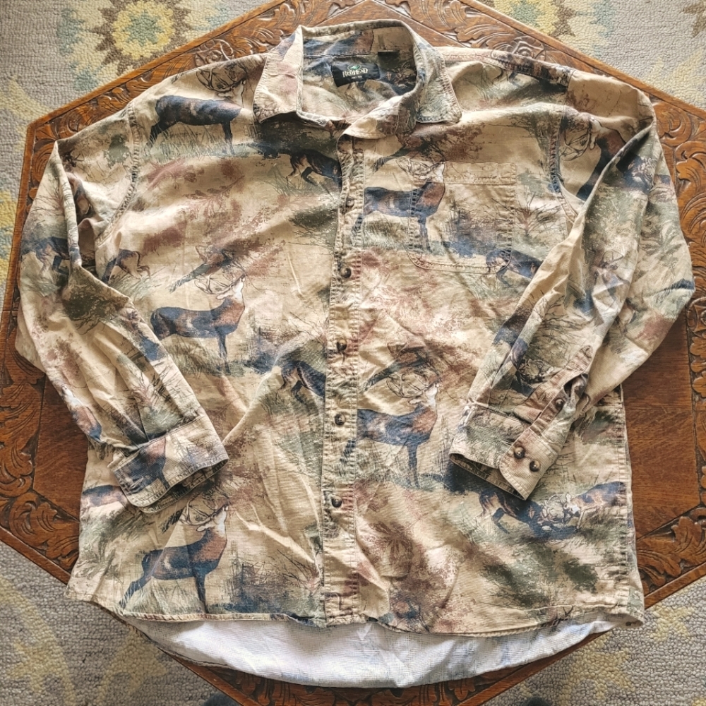 Red Head Men's Camouflage Button Up Shirt XL Gorpcore